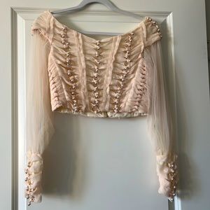 Rhythmic Faux Pearl Blouse